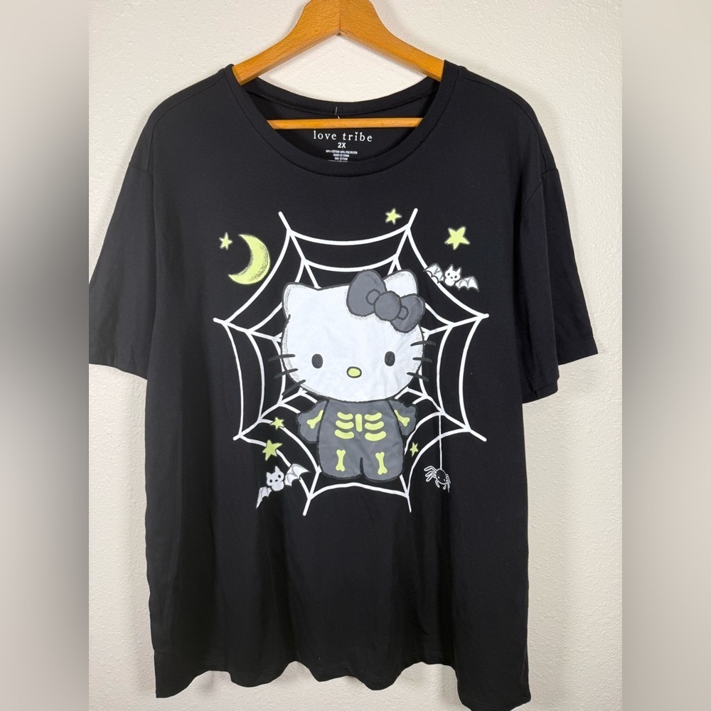 Love Tribe Hello Kitty Halloween Spooky Tee Black 2x Womens